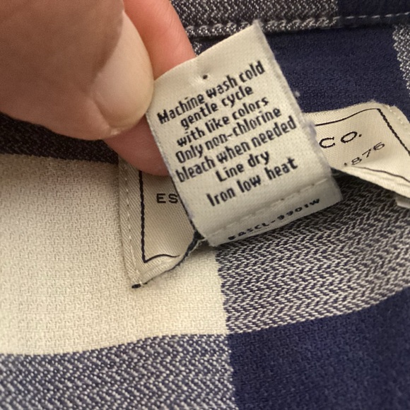 G.H. Bass Co Blue & White Checked Long Sleeve Shirt Dress Womens size medium - Picture 7 of 9